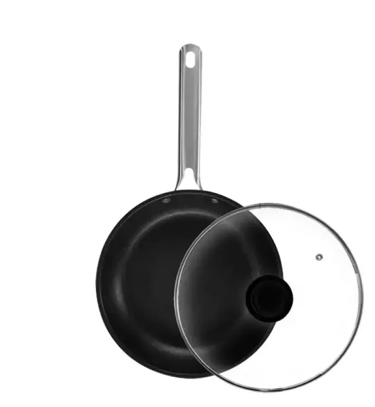 AMBITION ACERO Patelnia 24 cm + pokrywka szklana Tadar / powłoka Qualum / stal nierdzewna / indukcja