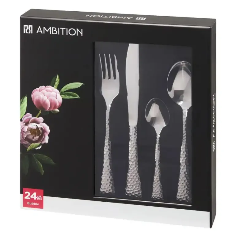 AMBITION BUBBLE Sztućce Komplet 48 el w pudełku / 12 osób / połysk
