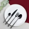 AMBITION COMO BLACK Komplet sztućców 90 el dla 18 osób + 3x Łopatka do ciasta w pudełku / czarne sztućce