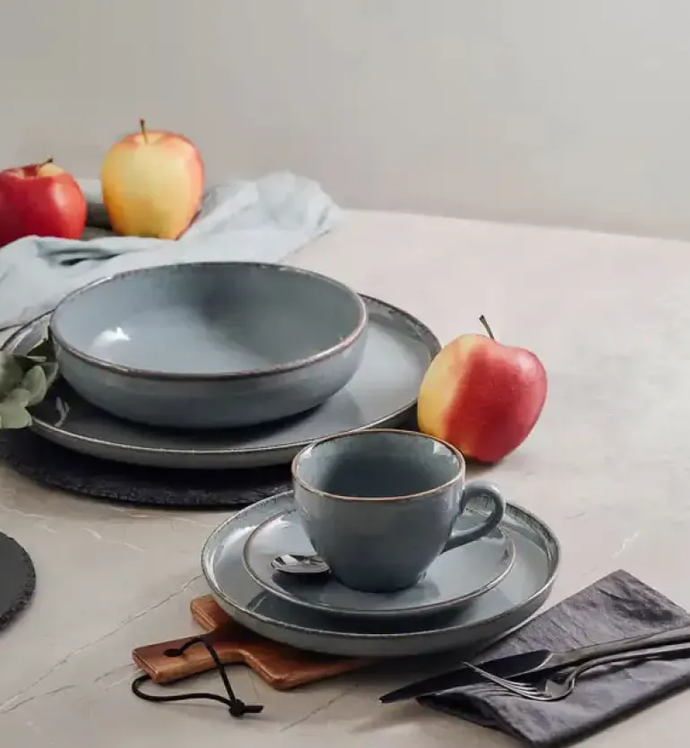 AMBITION CRAFT Filiżanka porcelanowa 220 ml + spodek 14,5 cm / niebieska