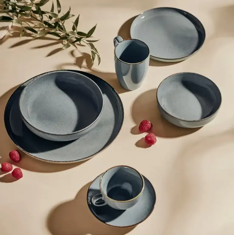 AMBITION CRAFT Filiżanka porcelanowa 220 ml + spodek 14,5 cm / niebieska