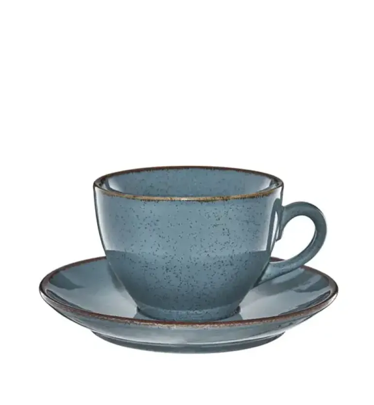 AMBITION CRAFT Filiżanka porcelanowa 220 ml + spodek 14,5 cm / niebieska
