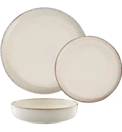 AMBITION CRAFT Serwis obiadowy 18 el dla 6 osób / beżowa porcelana