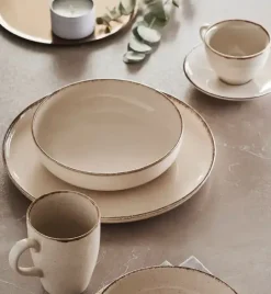 AMBITION CRAFT Serwis obiadowy 18 el dla 6 osób / beżowa porcelana