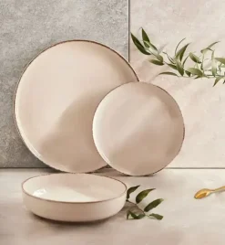 AMBITION CRAFT Serwis obiadowy 18 el dla 6 osób / beżowa porcelana