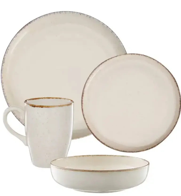 AMBITION CRAFT Serwis obiadowy 48 el dla 12 osób / beżowa porcelana