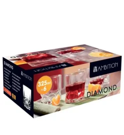 AMBITION DIAMOND Komplet 12 szklanek niskich 325 ml / szkło
