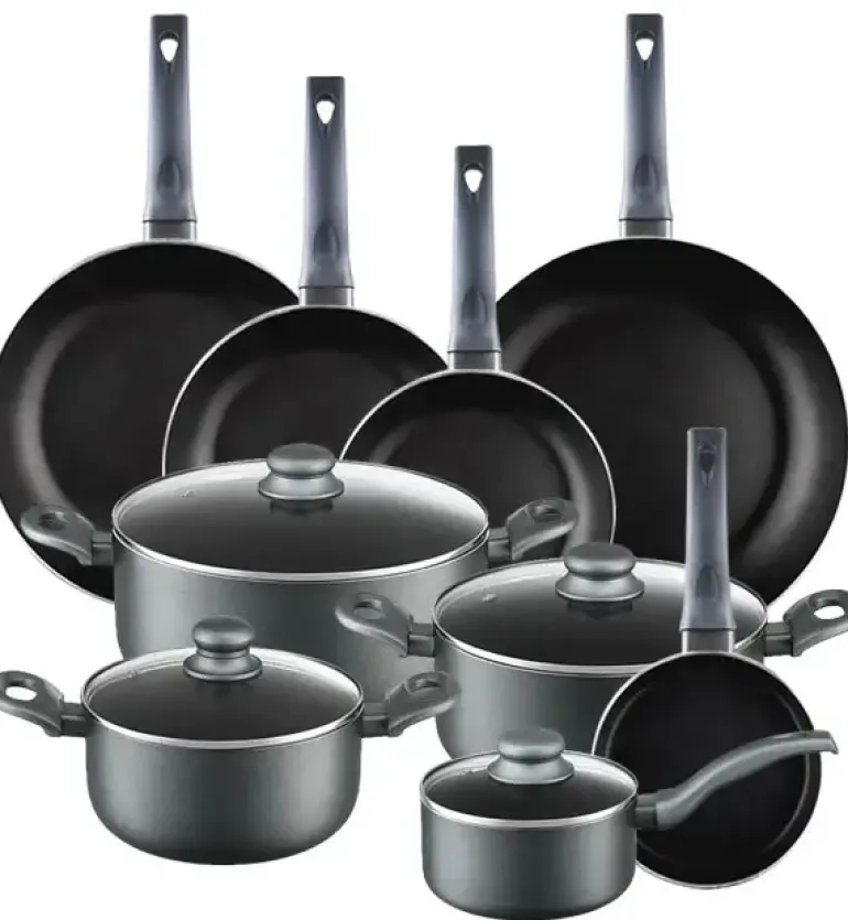 AMBITION GRAPHITE Komplet garnków z pokrywkami 20, 24, 28 cm + Rondel 16 cm + Zestaw Patelni 16, 20, 24, 28, 30 cm / Powłoka ILAG BASIC