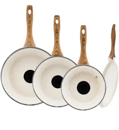 AMBITION NATURE Komplet patelni z powłoką nieprzywierającą Ø20, 24, 28 cm + pokrywki uniwersalne + patelnia naleśnikowa Nature 28 cm / indukcja