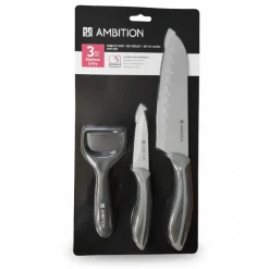 AMBITION OMBRE GREY Komplet 2 Noże + Obieraczka / 3 el / powłoka non-stick