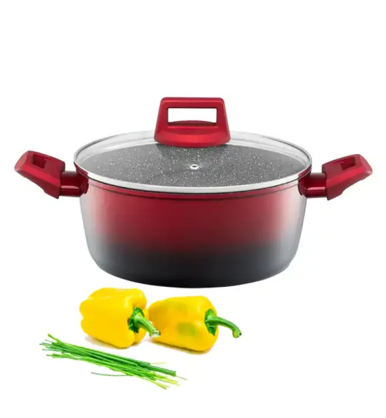 AMBITION OMBRE RED Garnek z pokrywką 28 cm / 6,7 l / aluminium / indukcja