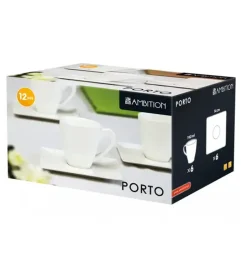 AMBITION PORTO Serwis kawowy 24 elementy dla 12 osób / Porcelana