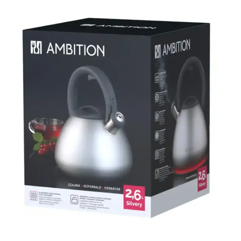 AMBITION SILVERY Czajnik 2,6 l srebrny / indukcja