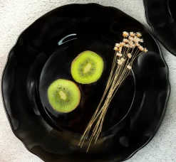 ARCOPAL BLACK MOON Komplet obiadowy 18 el dla 6 os | czarny | szkło hartowane