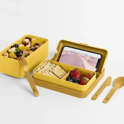 BLIM PLUS Lunchbox ze sztućcami mały żółty / innowacyjny / wygodny