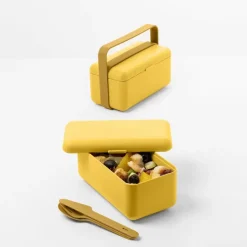 BLIM PLUS Lunchbox ze sztućcami mały żółty / innowacyjny / wygodny