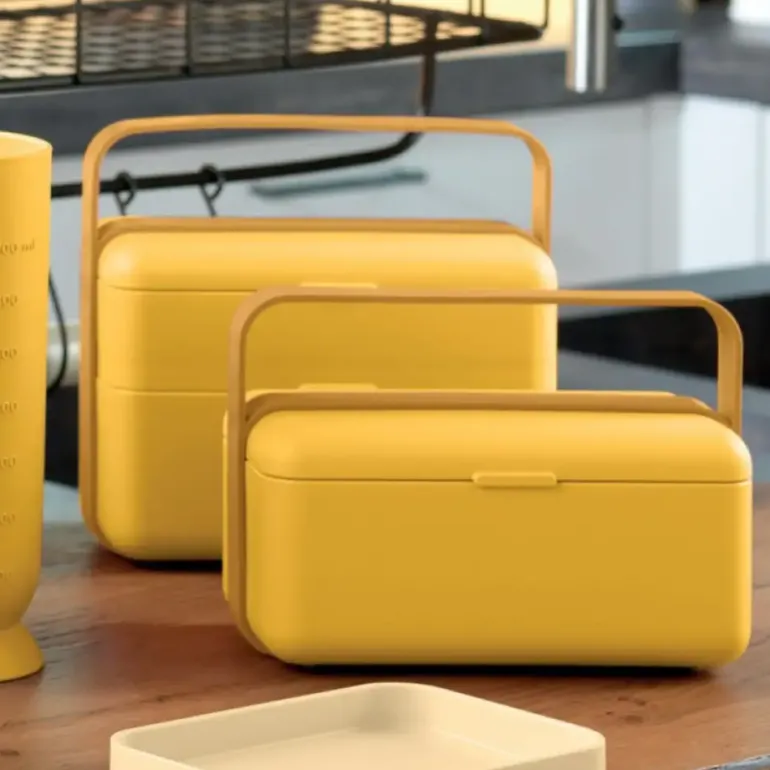BLIM PLUS Lunchbox ze sztućcami duży żółty / innowacyjny / wygodny