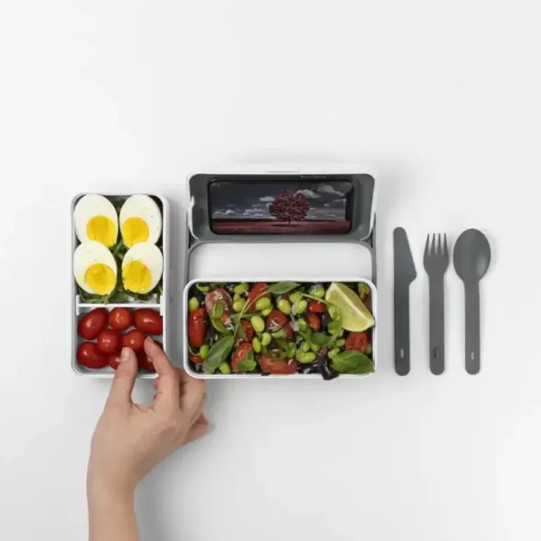 BLIM PLUS Lunchbox ze sztućcami duży biały / innowacyjny / wygodny
