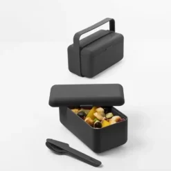 BLIM PLUS Lunchbox ze sztućcami mały czarny / innowacyjny / wygodny
