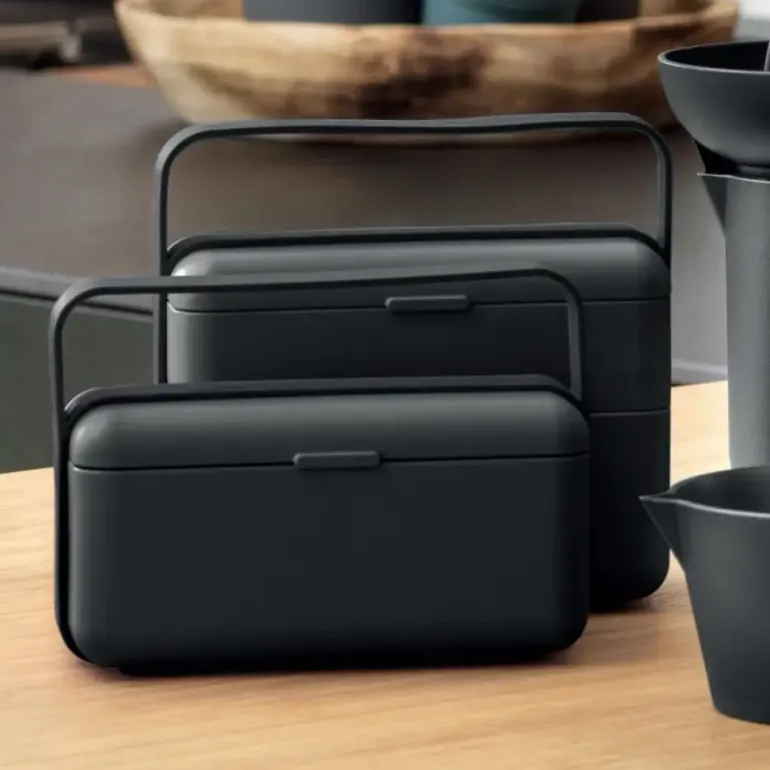 BLIM PLUS Lunchbox ze sztućcami duży czarny / innowacyjny / wygodny
