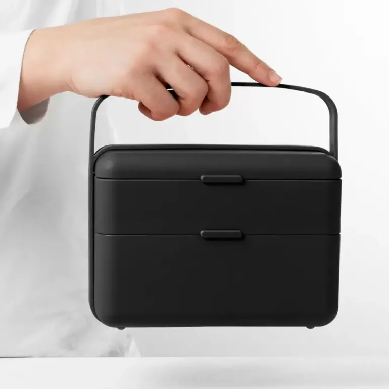 BLIM PLUS Lunchbox ze sztućcami duży czarny / innowacyjny / wygodny