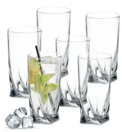 BOHEMIA QUADRO Komplet Dzbanek + szklanki do drinków, napojów / 7 el / szkło kryształowe CR8A500
