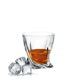 BOHEMIA QUADRO Komplet 6 szklanek do whisky 340 ml / Szkło kryształowe / CR60A500