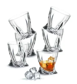 BOHEMIA QUADRO Komplet 12 szklanek do whisky 340 ml / Szkło kryształowe / CR60A500