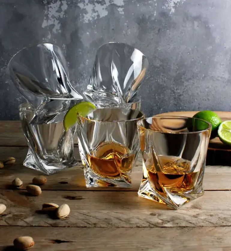 BOHEMIA QUADRO Zestaw do whisky Karafka + szklanki / 13 el / szkło kryształowe