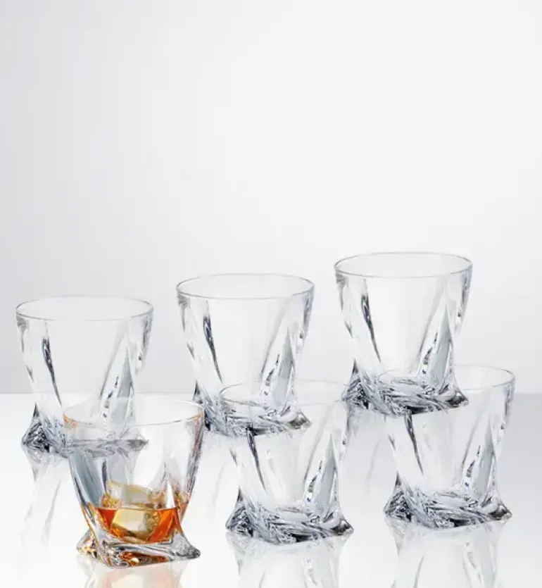 BOHEMIA QUADRO Zestaw do whisky Karafka + szklanki / 13 el / szkło kryształowe