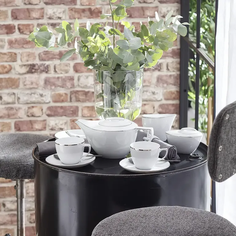 CHODZIEŻ CITY B325 PLATYNOWE Serwis kawowy 39 el / 12 osób / porcelana