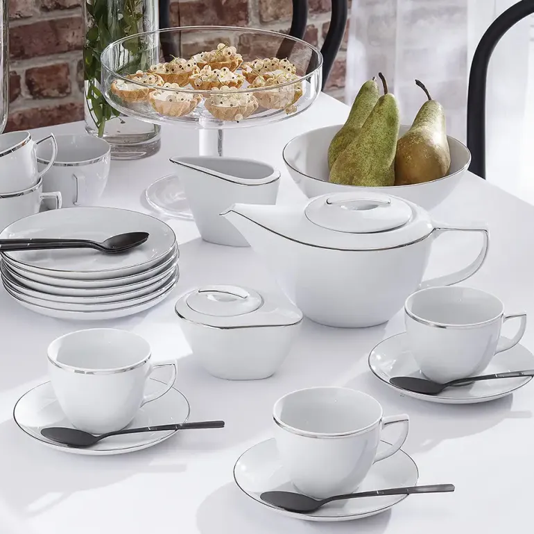 CHODZIEŻ CITY B325 PLATYNOWE Serwis kawowy 39 el / 12 osób / porcelana