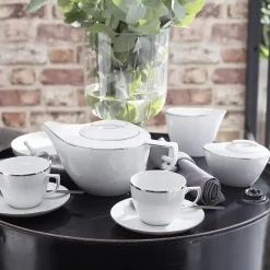 CHODZIEŻ CITY B325 PLATYNOWE Serwis kawowy 39 el / 12 osób / porcelana
