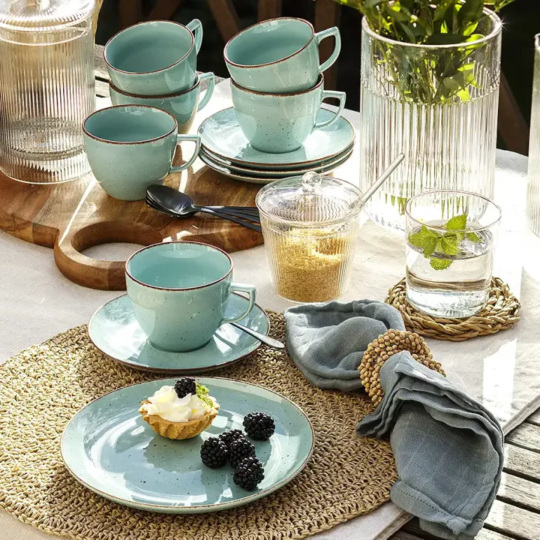 CHODZIEŻ CITY CT05 ŻYWIOŁY Serwis obiadowo-kawowy 60 el / 12 osób / SPOKÓJ OCEANU / porcelana