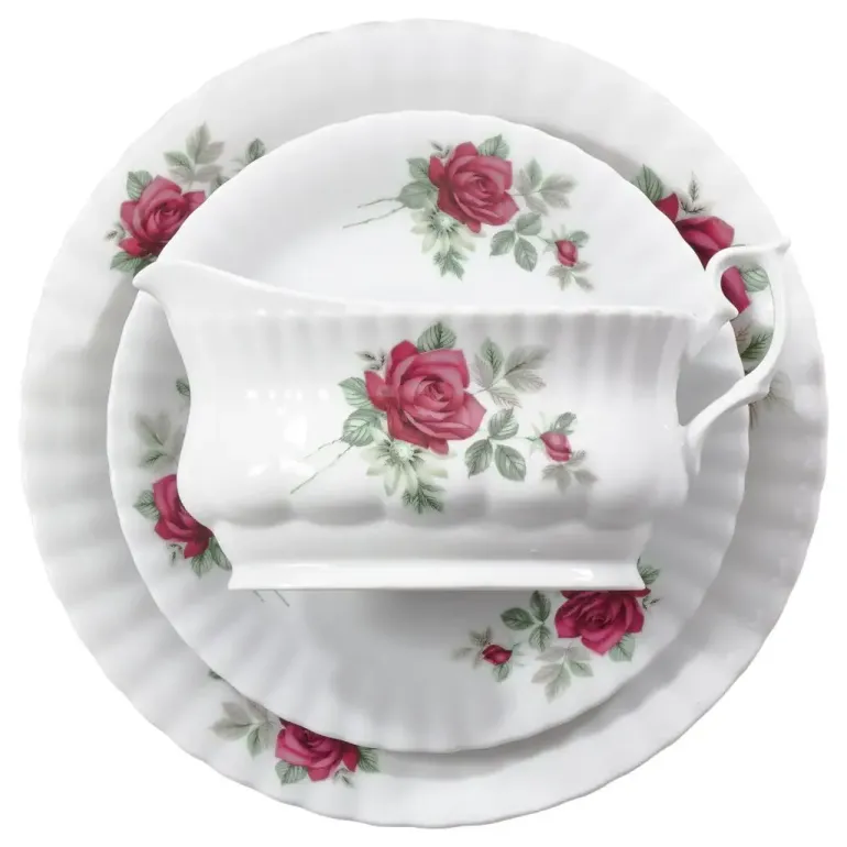 CHODZIEŻ IWONA B826 BORDOWA RÓŻA Zestaw obiadowy 44 el / 12 osób / porcelana