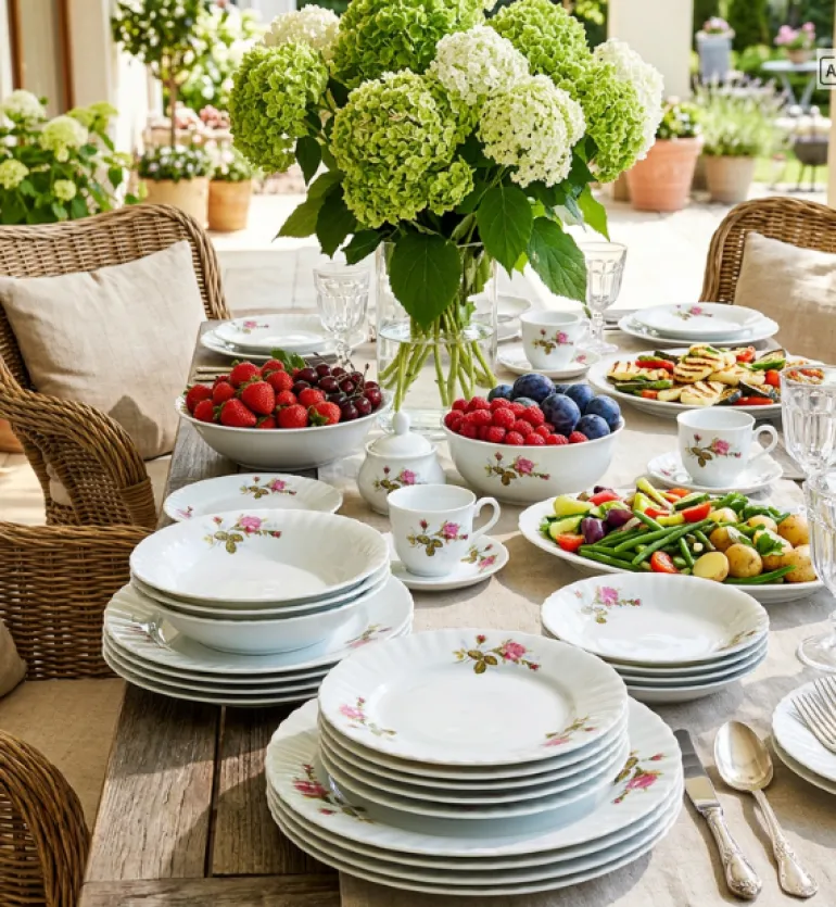 CHODZIEŻ IWONA B026 Serwis obiadowy 36 el 12 osób / porcelana / Chodzieska róża