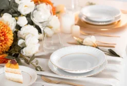CHODZIEŻ IWONA B014 ZŁOTA LINIA Zestaw obiadowy 36 el / 12 osób / porcelana