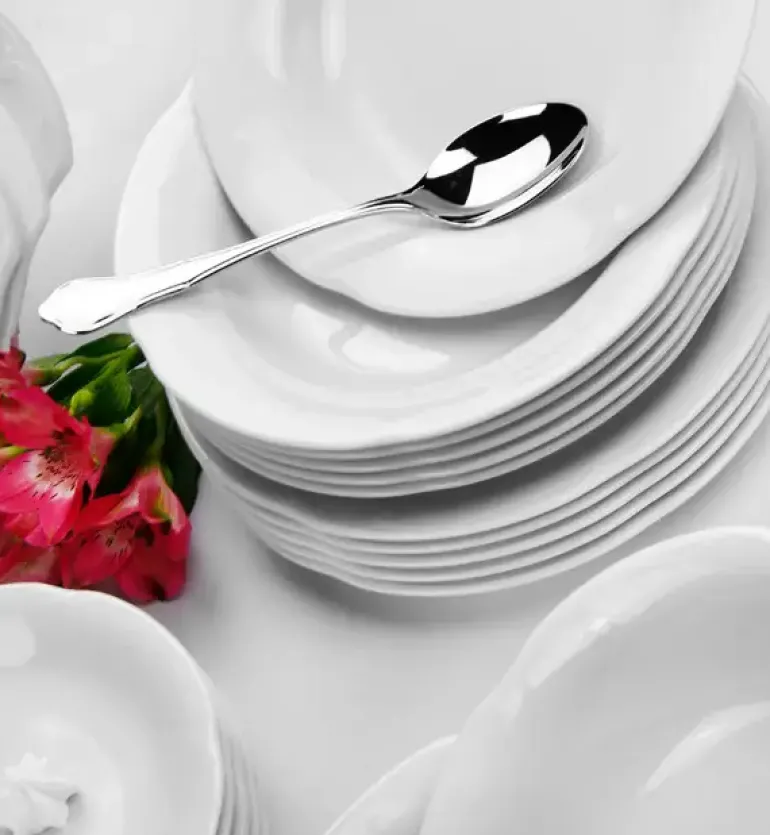 CHODZIEŻ KAMELIA C000 BIAŁA Serwis obiadowo-kawowy 83 el / 12 osób / porcelana