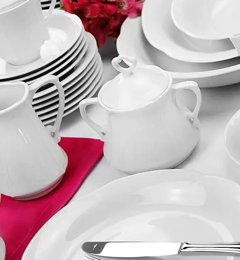 CHODZIEŻ KAMELIA C000 BIAŁA Serwis obiadowo-kawowy 84 el / 12 osób / porcelana