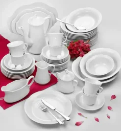 CHODZIEŻ KAMELIA C000 BIAŁA Serwis obiadowo-kawowy 84 el / 12 osób / porcelana