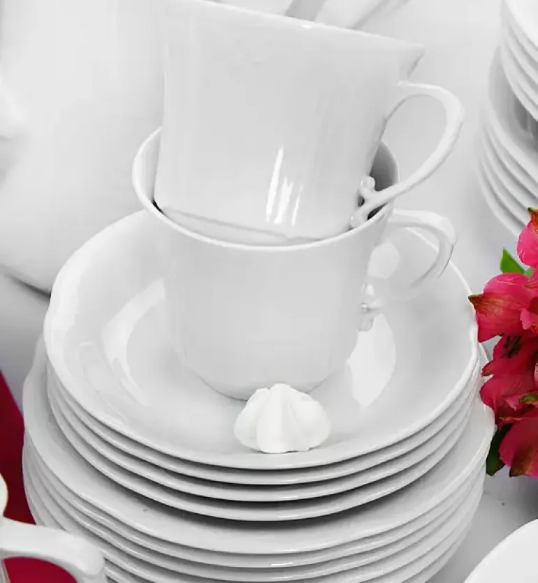 CHODZIEŻ KAMELIA C000 BIAŁA Serwis obiadowo-kawowy 84 el / 12 osób / porcelana