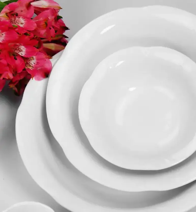 CHODZIEŻ KAMELIA C000 BIAŁA Serwis obiadowo-kawowy 84 el / 12 osób / porcelana