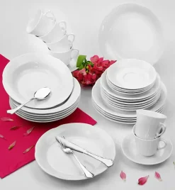 CHODZIEŻ KAMELIA C000 BIAŁA Serwis obiadowo-kawowy 30 el / 6 osób / porcelana