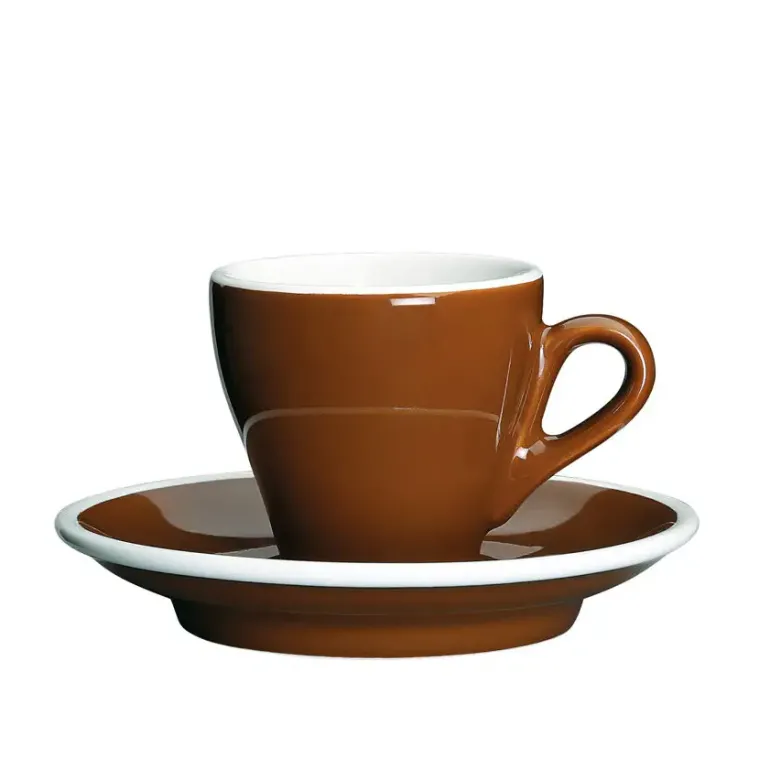 CILIO | Milano | porcelanowa filiżanka do espresso ze spodkiem, 50 ml, brązowo-biała