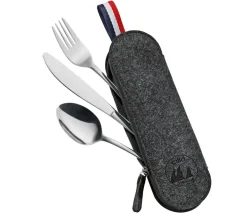 CILIO VIAGGIO Zestaw sztućców w etui / 3 elementy / czarne