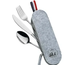 CILIO VIAGGIO Zestaw sztućców w etui / 3 elementy / szare