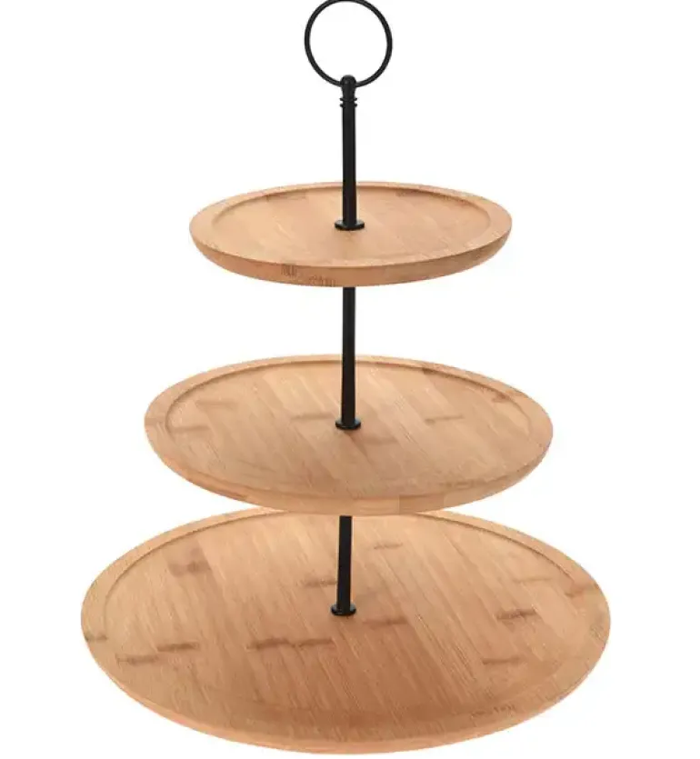 EXCELLENT HOUSEWARE Patera 3 poziomowa / drewno bambusowe