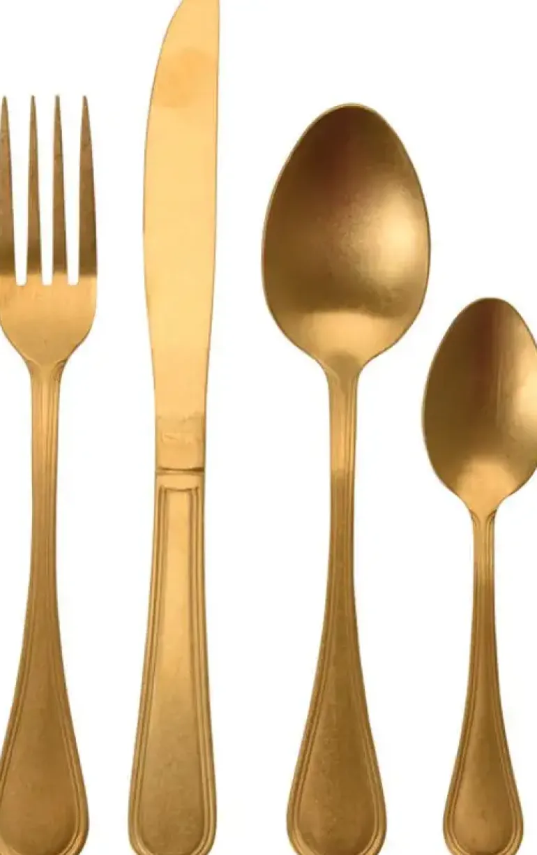 EXCELLENT HOUSEWARE Sztućce komplet 16 el dla 4 os / złote / matowione
