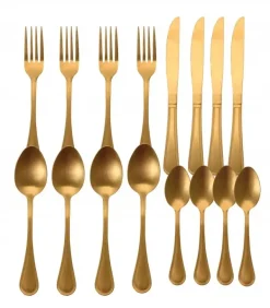EXCELLENT HOUSEWARE Sztućce komplet 16 el dla 4 os / złote / matowione