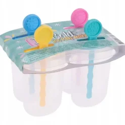 EXCELLENT HOUSEWARE Zestaw 4 foremek do lodów na patyku ze stojakiem / tworzywo sztuczne